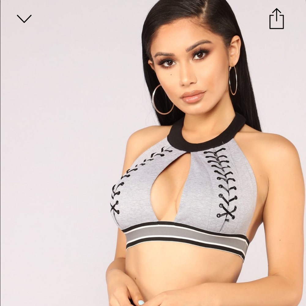 Grey halter crop top